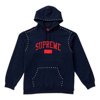 Supreme FW18 Studded Hooded Sweatshirt Navy Logo SUP-FW18-592