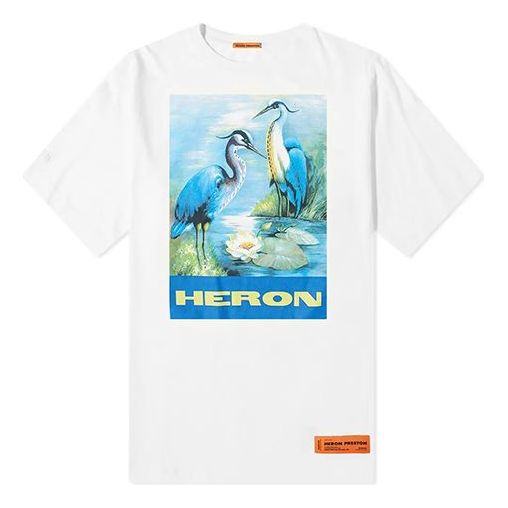 HERON PRESTON Blue Painting Short Sleeve White HMAA001F197600010288