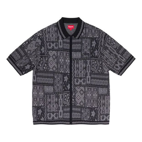 Supreme SS20 Week 15 Patchwork Knit Zip Up Polo Polo 'Black' SUP-SS20-697