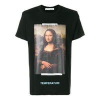 Men's Off-White Mona Lisa Printing Back Arrow Short Sleeve Black T-Shirt OMAA002S180010121001