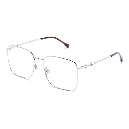 Gucci Horsebit Silver Square Frame Retro Minimalistic Metallic Black Lens Silver GG0951O-003