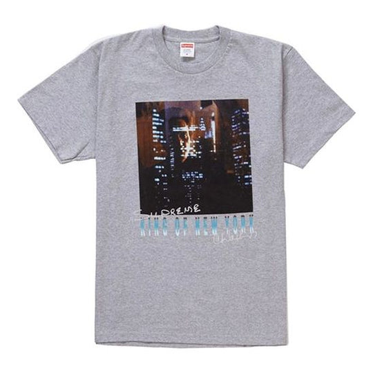 Supreme SS19 Christopher Walken King Of New York TeeHeather Grey SUP-SS19-236