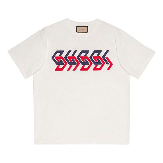 GUCCI Cotton jersey T-shirt with Gucci mirror print 'Ivory' 616036-XJDV9-9275