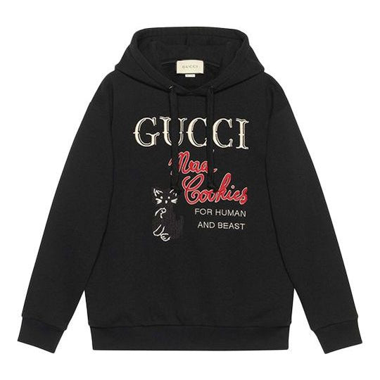 (WMNS) Gucci Mad Cookies Embroidered Hoodie 'Black' 615061-XJC0C-1082