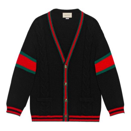 Gucci Cable Knit Oversize Cardigan 'Black' 497037-X1561-1082