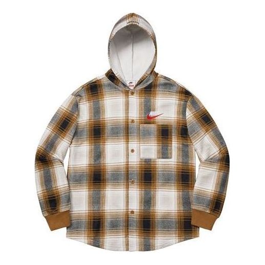 Supreme x Nike Plaid Hooded Sweatshirt Mustard SUP FW18 519 SneakerSouqq