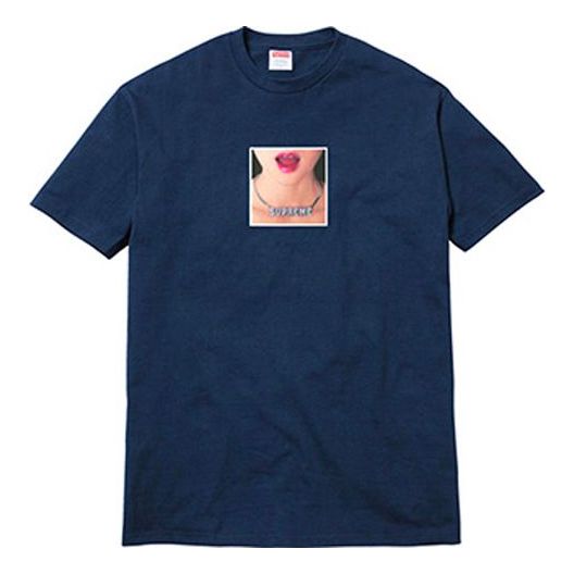 Supreme SS18 Necklace Tee Navy Printing Short Sleeve Unisex Navy Blue SUP-SS18-0055