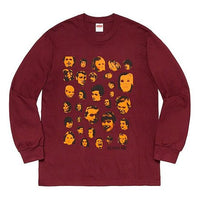 Supreme FW19 Week 1 Faces L/S Tee Human Face Printing Long Sleeves Unisex Red SUP-FW19-205