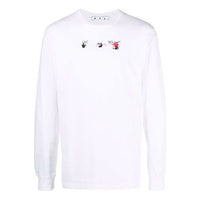 Men's Off-White Arrow Pattern Printing Long Sleeves Ordinary White T-Shirt OMAB001F21JER0050132