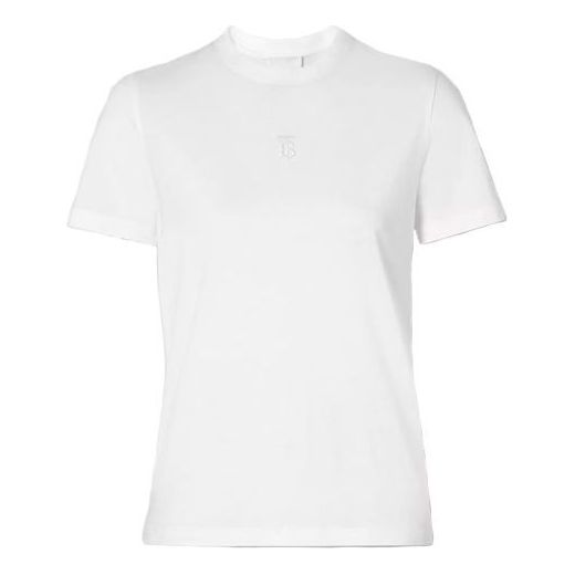 Burberry Monogram Motif Embroidered Logo Cotton Short Sleeve White 80151861