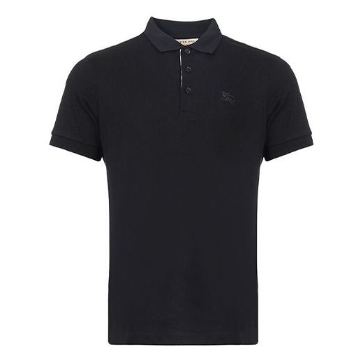 Men's Burberry Logo lapel Short Sleeve Polo Shirt Black 40551241