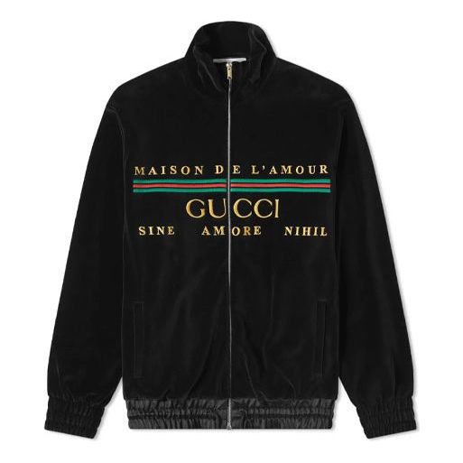 Gucci Chenille Embroidered Zip Up Black Jacket 595533-XJBTD-1082