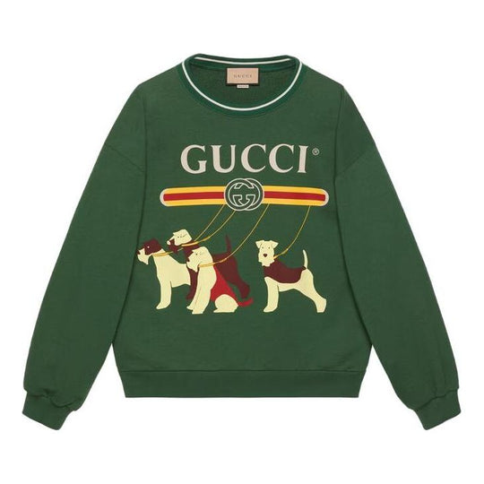 Gucci Cotton jersey sweatshirt with vintage logo and dog print 'Green' 715919-XJFF2-3135