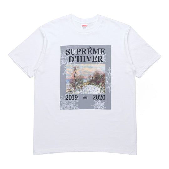 Supreme FW19 Week 17 DHiver Tee Winter Scene Printing Short Sleeve Unisex White SUP-FW19-10935