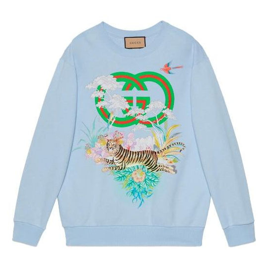 (WMNS) Gucci Tiger Interlocking G Sweatshirt 'Blue' 617964-XJD4F-4493