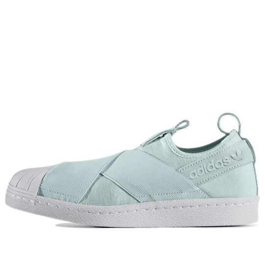 WMNS adidas originals Superstar Slip on Shoes Green Mint White S76 SneakerSouqq