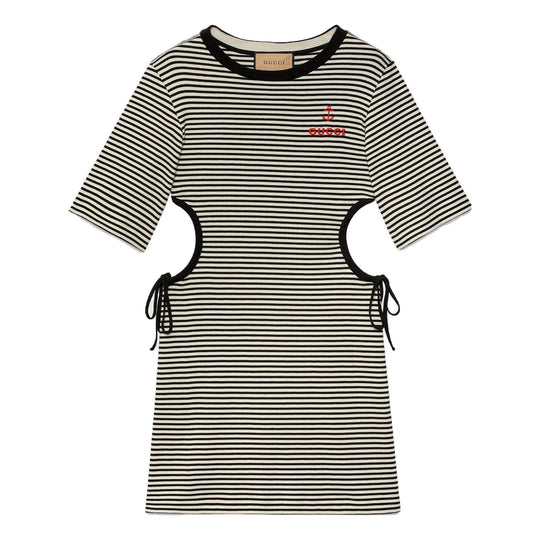 (WMNS) Gucci Striped cotton T-shirt dress 'Black White' 743187-XJFHB-1043