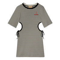 (WMNS) Gucci Striped cotton T-shirt dress 'Black White' 743187-XJFHB-1043