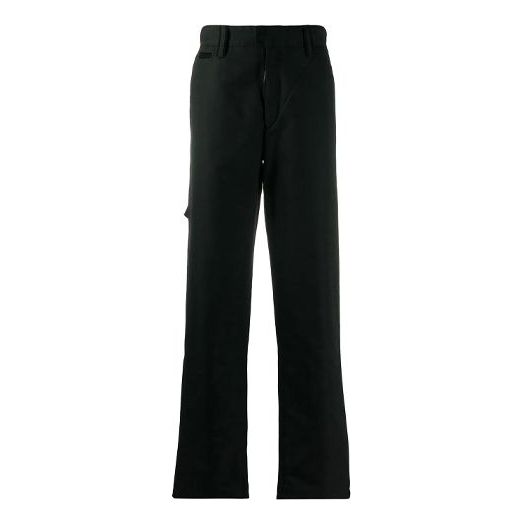 Men's Off-White Multiple Pockets Straight Solid Color Casual Long Pants/Trousers Black OMCG023F20FAB0011000