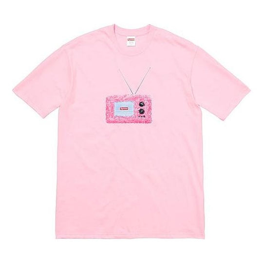 Supreme SS18 TV Tee Light Pink Printing Short Sleeve Unisex SUP-SS18-0089