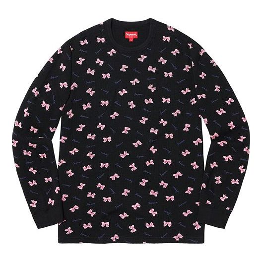 Supreme FW19 Week 11 Bow Waffle Thermal Black Tee SUP-FW19-1003