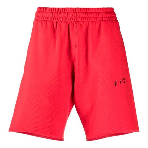 Off-White SS21 Logo Embroidered Sports Shorts Red OMCI006R21FLE0062510