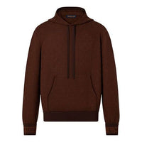 Men's LOUIS VUITTON FW21 Solid Color Drawstring Hooded Long Sleeves Pullover Brown 1A96ZV