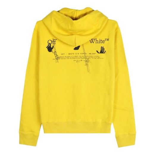 Off-White FW20 Workers Logo Printing Hooded Pullover Men Yellow OMBB034E20FLE0031810