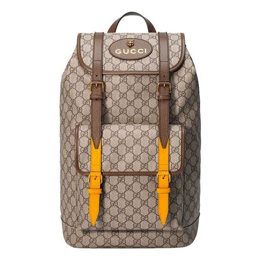 Gucci Neo Vintage Metallic Tiger Head Logo Stripe Webbing Canvas Backpack Unisex / Brown 473869-K9RIT-8857