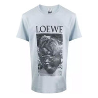 Men's LOEWE Ken Heyman Printing Cotton Short Sleeve Pink Blue H6109980PC-6410