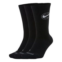 Nike Everyday Crew Basketball Sports 3-pack Quick-drying Mid-calf Length Sock Black DA2123-010