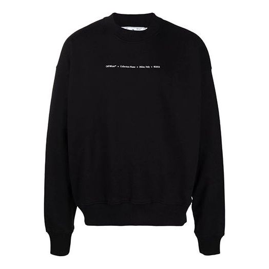 Men's Off-White FW21 Tornado Arrow Logo Printing Pullover Round Neck Loose Fit Black OMBA054F21FLE0081084