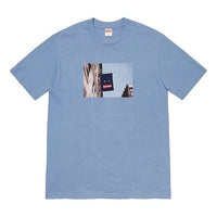 Supreme FW19 Week 1 Banner Tee Short Sleeve Unisex Blue Gray SUP-FW19-225