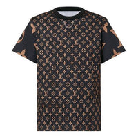 Men's LOUIS VUITTON FW21 Monogram Logo Full Print Short Sleeve Brown 1A93IW