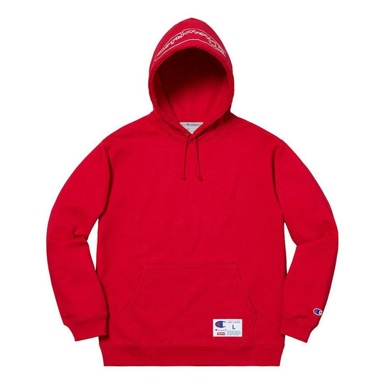 Supreme x Champion SS19 Outline Hooded Sweatshirt Dark Red SUP-SS19-10069