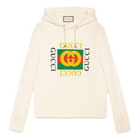 Gucci Vintage Double Ring Logo Printed Hooded Drawstring Sweatshirt Men's White 454585-X5J57-9541