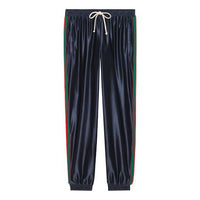 Men's Gucci Shiny Knit Material Webbing Sports Pants/Trousers/Joggers Blue 655343-XJDF1-4330