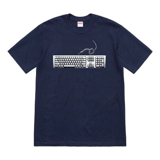 Supreme SS19 Keyboard Tee Navy Pattern Short Sleeve Unisex Navy Blue SUP-SS19-734
