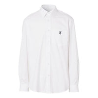 Burberry SS21 Logo Pattern Cotton Long Sleeve Shirt Male White 80430601