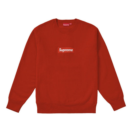 Supreme FW18 Box Logo Crewneck Rust Classic Round Neck Pullover BOGO Unisex Red SUP-FW18-1079