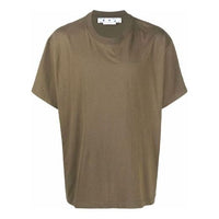 Off-White Diag Tab Solid Color Round Neck Short Sleeve Olive Green OMAA038S22JER0025656