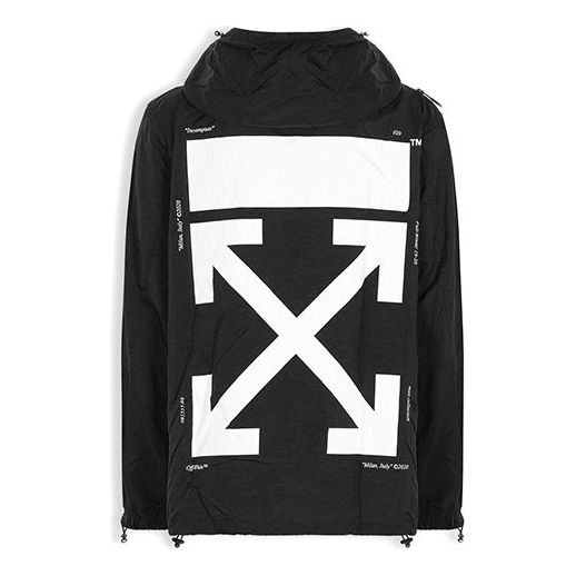 Off-White Back Logo Printing Hooded Jacket Black OMEA187E19E150241001