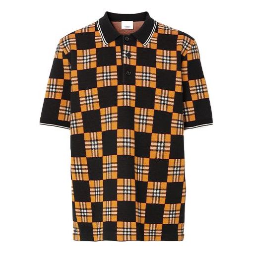 Men s Burberry SS21 Contrasting Colors Plaid Jacquard Short Sleeve Pol SneakerSouqq