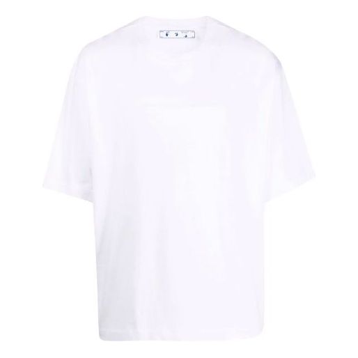 Off-White FW21 Logo Pattern Short Sleeve Loose Fit White OMAA120F21JER0120184