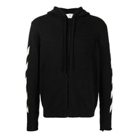 Men's Off-White SS22 Back Classic Logo Printing Zipper Hooded Long Sleeves Ordinary Version Black OMHA080C99KNI0011001