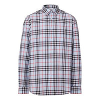 Burberry Inlaid Vintage Check Long Sleeve Shirt Male Blue 80385221