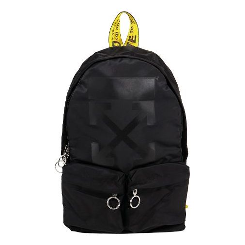 Men's Off-White Logo Printing Material Black Backpack OMNB003F21FAB0061010