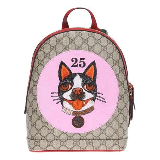 (WMNS) Gucci Boston Embroidered Logo Canvas schoolbag Backpack / Pink / Red 495621-96IQT-8253