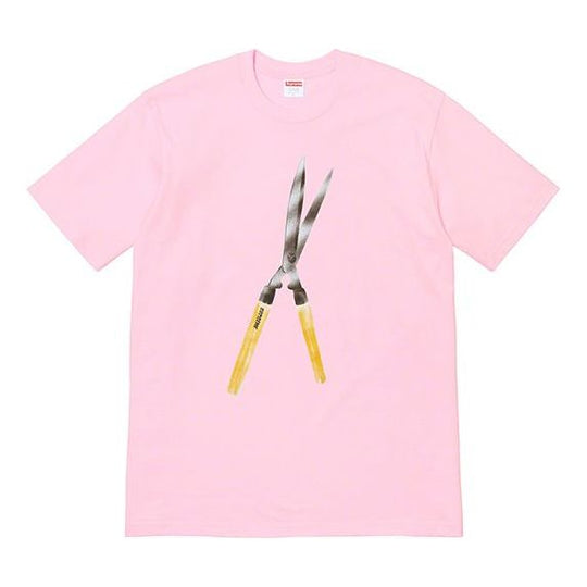 Supreme SS19 Shears Tee Large Scissors Printing Short Sleeve Unisex Pink SUP-SS19-10525