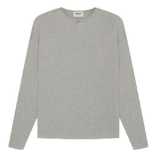 Fear of God Essentials SS21 Thermal Henley Long Sleeve Dark Heather Oatmeal FOG-SS21-620